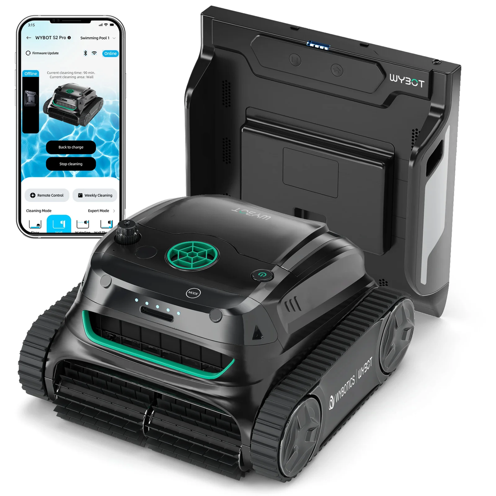 WYBOT S2 Pro Cordless Robotic Pool Cleaner with Underwater Self-Charging Dock — 7 Cleaning Modes, 210-min Runtime, up to 3230 sq.ft