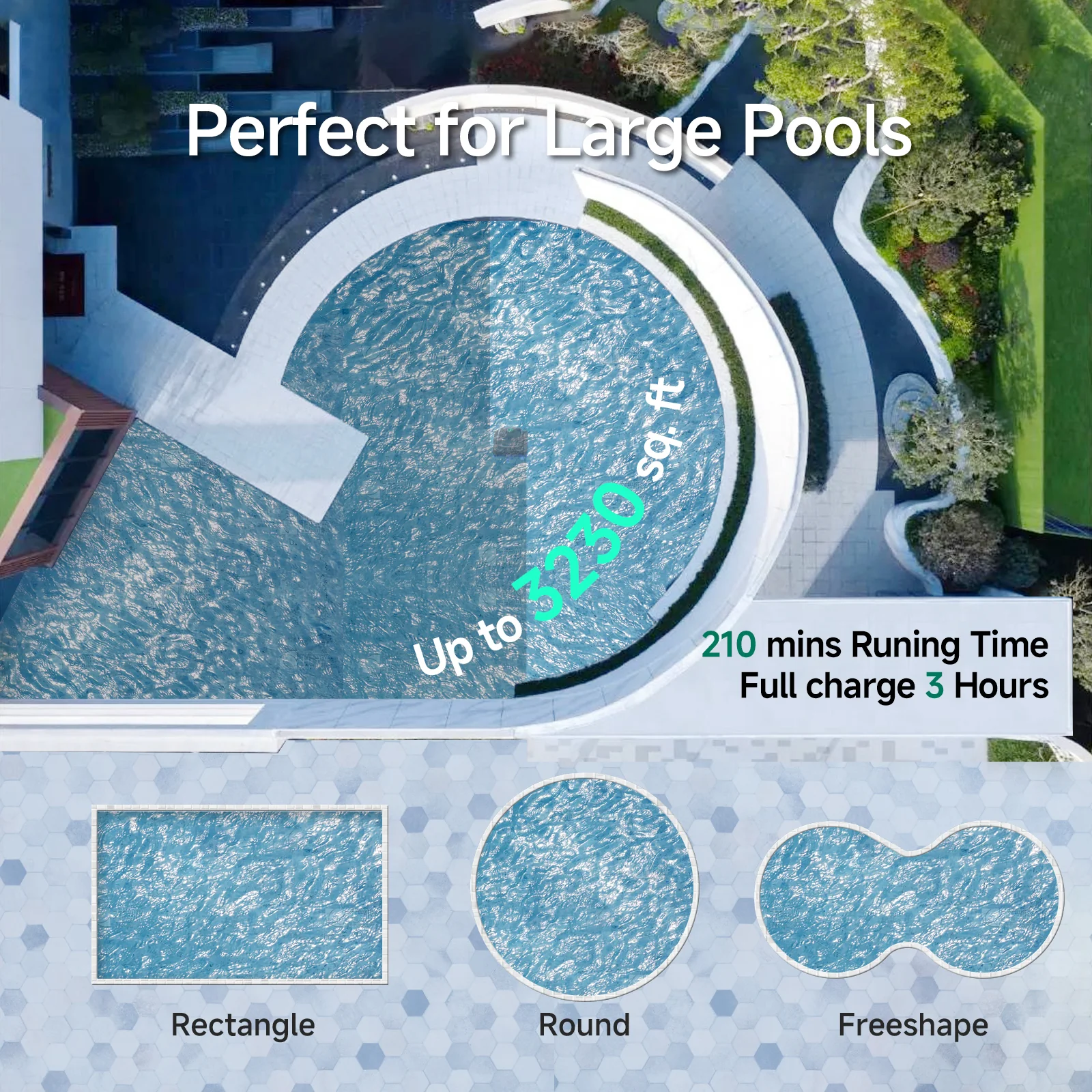 WYBOT S2 Pro Cordless Robotic Pool Cleaner with Underwater Self-Charging Dock — 7 Cleaning Modes, 210-min Runtime, up to 3230 sq.ft