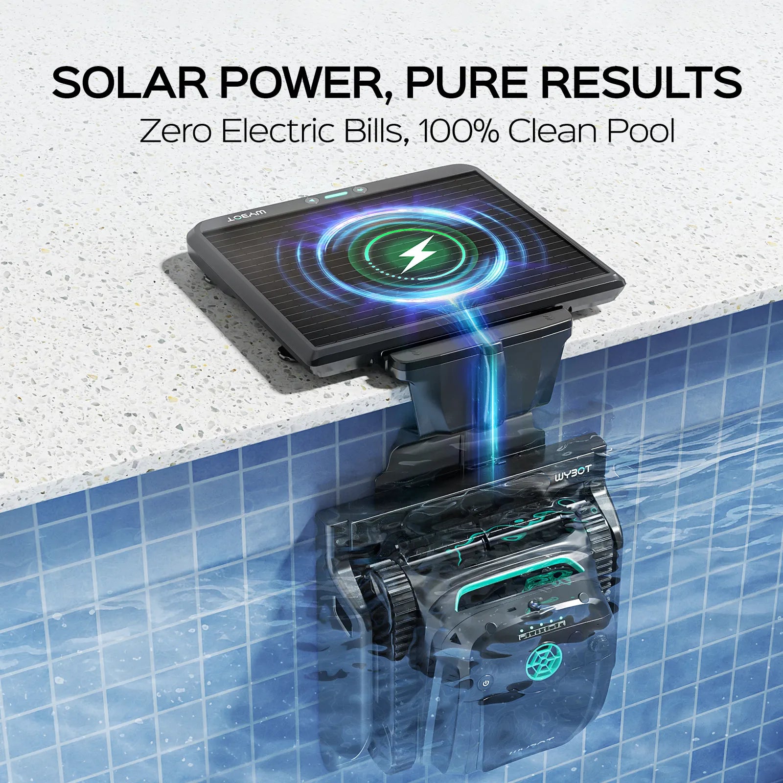 WYBOT S2 Solar Vision – World's 1st Solar-Powered Robotic Pool Cleaner with AI Vision & Auto Dock | 300 m²