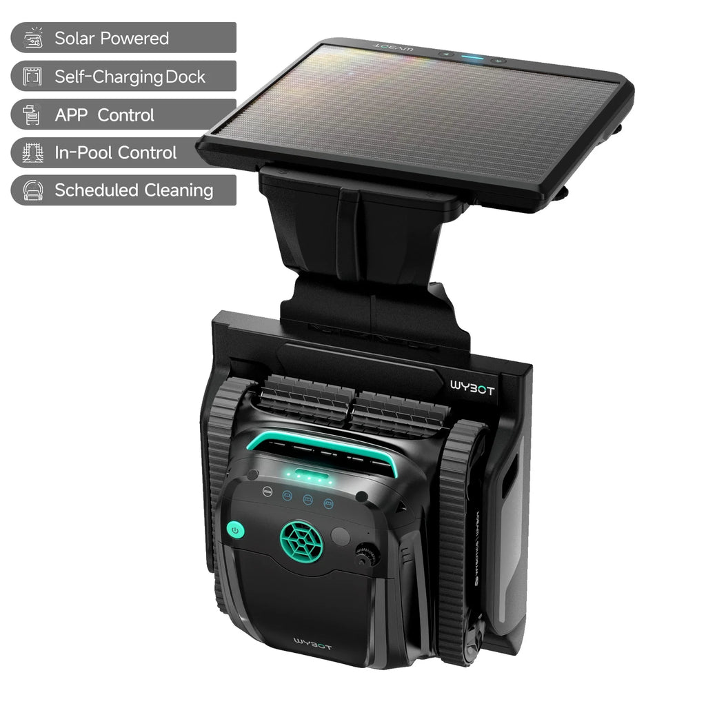 WYBOT S2 Solar Powered Robotic Pool Cleaner Self-Charging