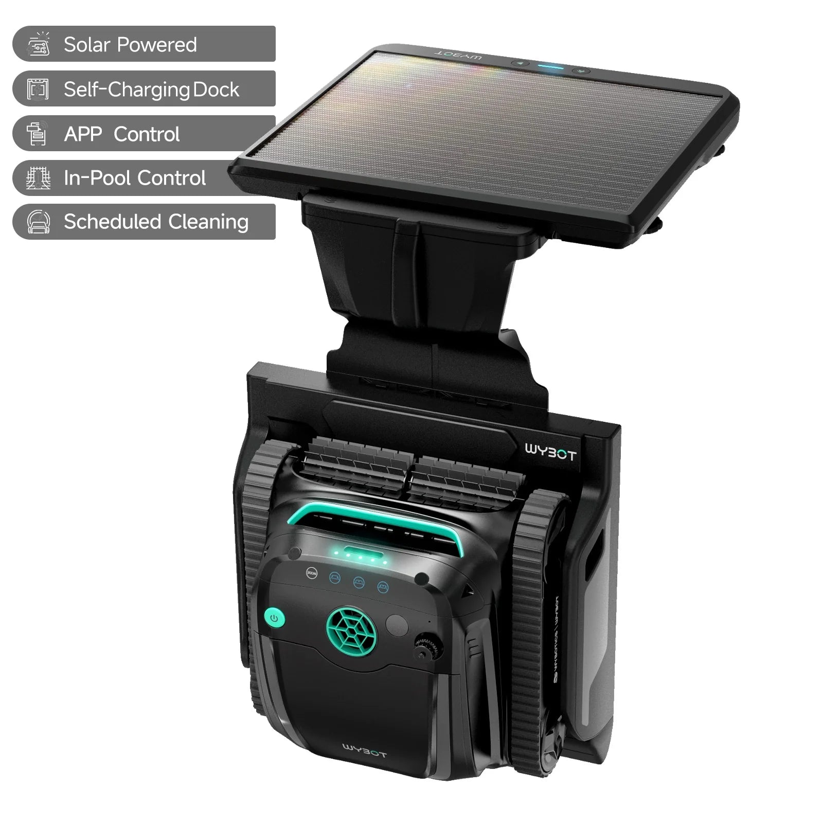 WYBOT S2 Solar Powered Robotic Pool Cleaner Self-Charging