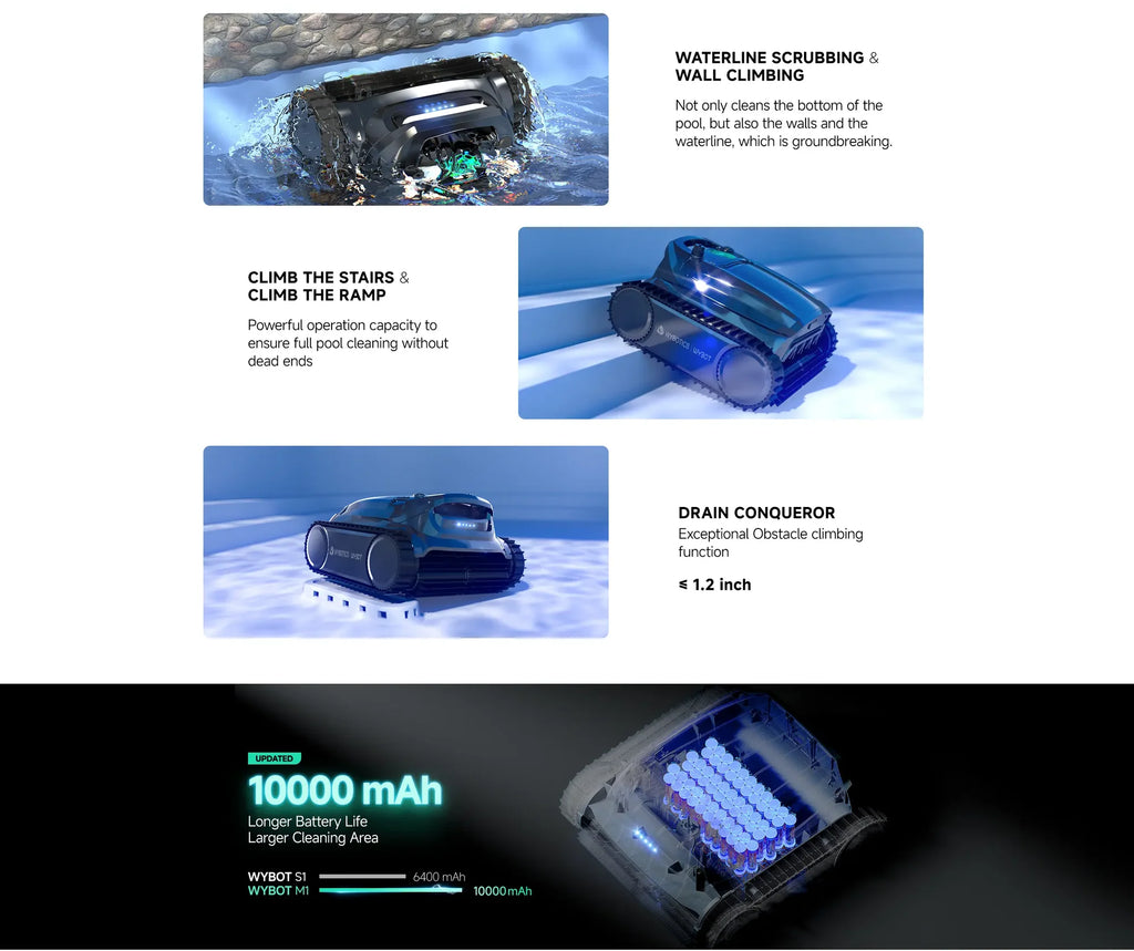 WYBOT M1 Cordless Robotic Pool Cleaner With App Control